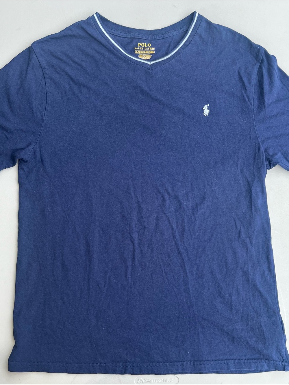 Polo by Ralph Lauren Navy V-Neck Short Sleeve Tee with White Pony